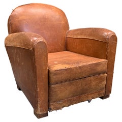 Vintage 1930s French Leather Club Chair