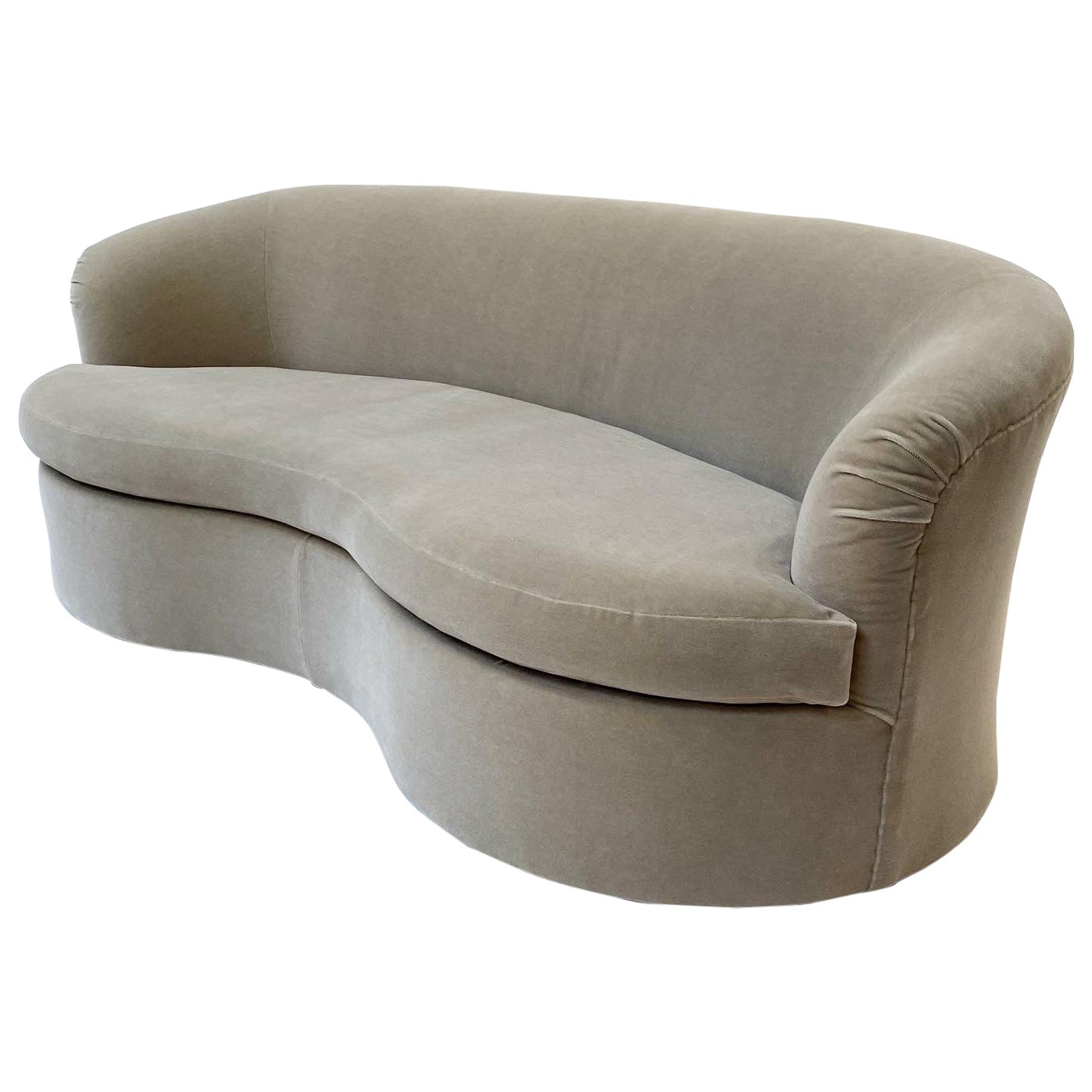 Vintage Curved Sofa in Neutral Mohair