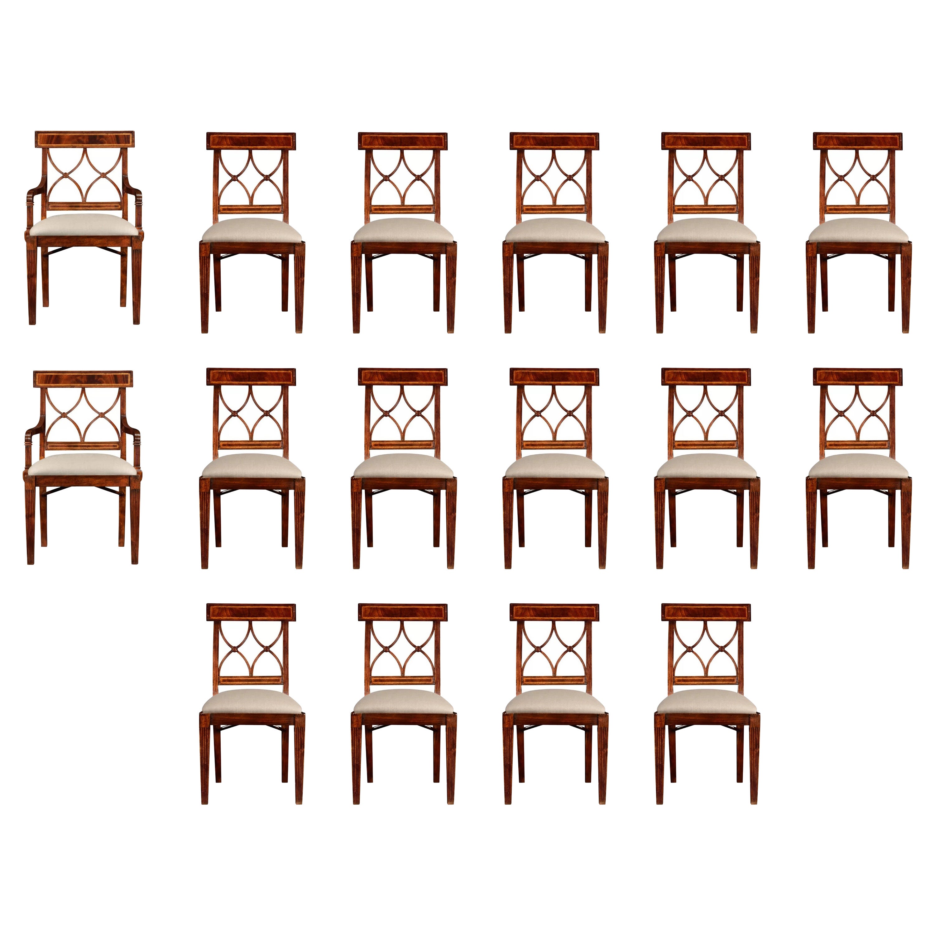 Set of 16 Jonathan Charles Cross Back Dining Chairs