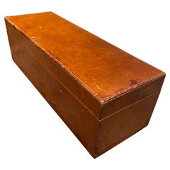 Distressed Cognac Leather Wrapped Sectioned Box Piel Canela Juarez Mexico City