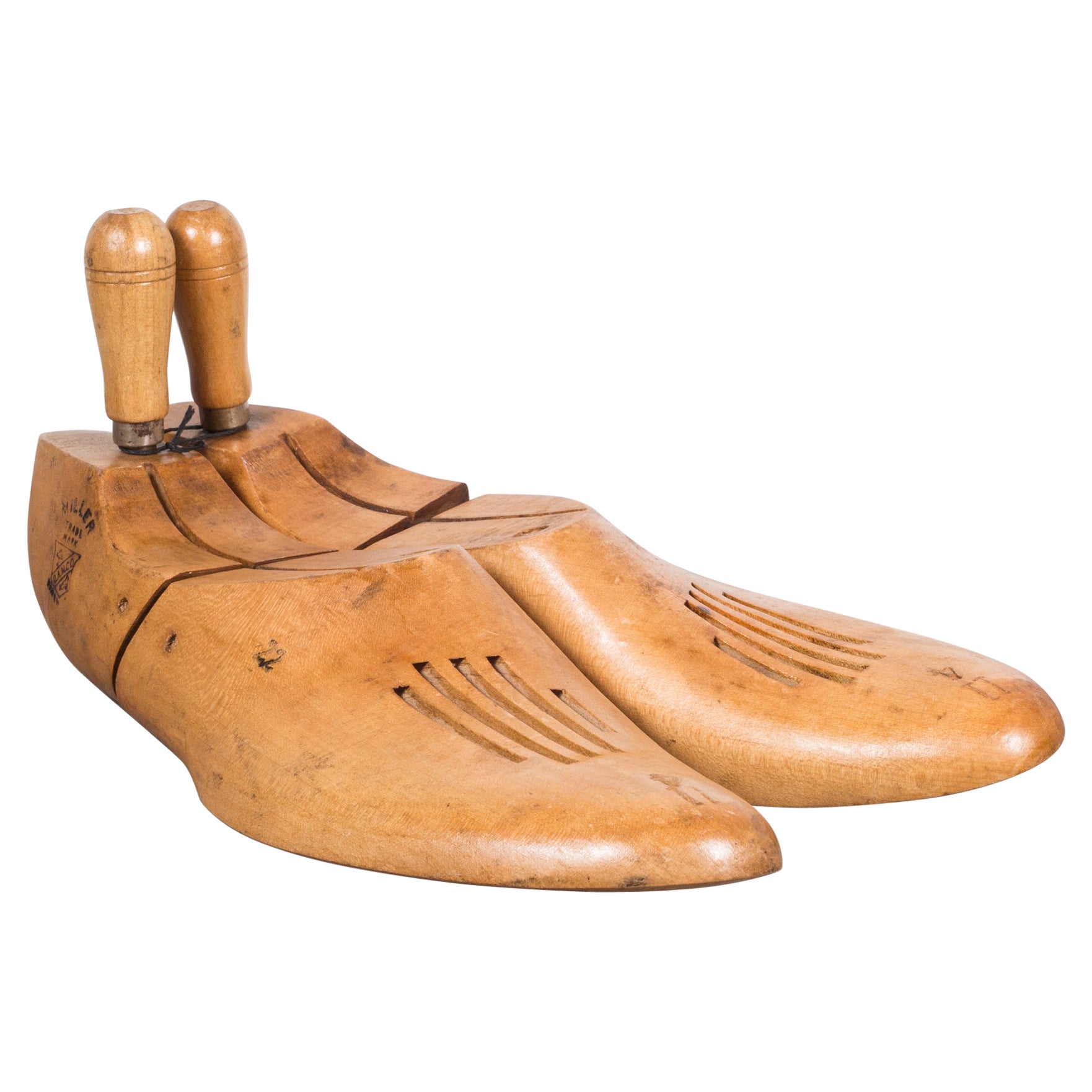 Antique Wooden Shoe Forms with Handles c.1920 For Sale