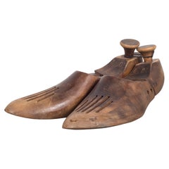 Antike hölzerne Schuhformen mit Griffen, um 1920