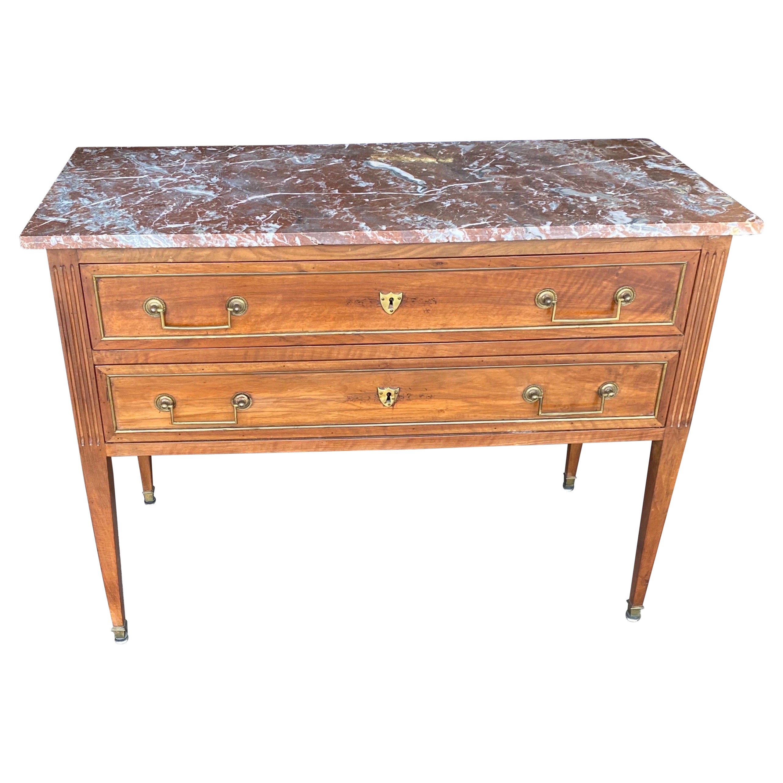 19th Century French Directoire Marble Top Commode For Sale