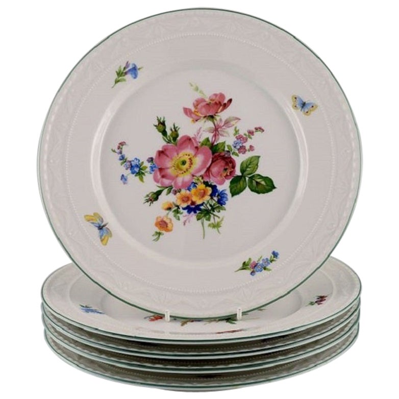 KPM, Berlin, Five Antique Porcelain Plates with Hand-Painted Flowers