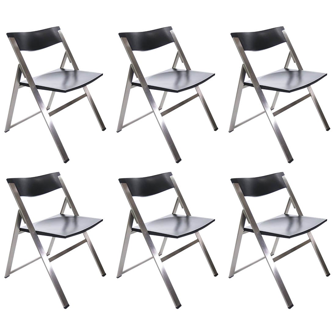 Ensemble de six chaises pliantes P08 de Justus Kolberg pour Tecno, Italie