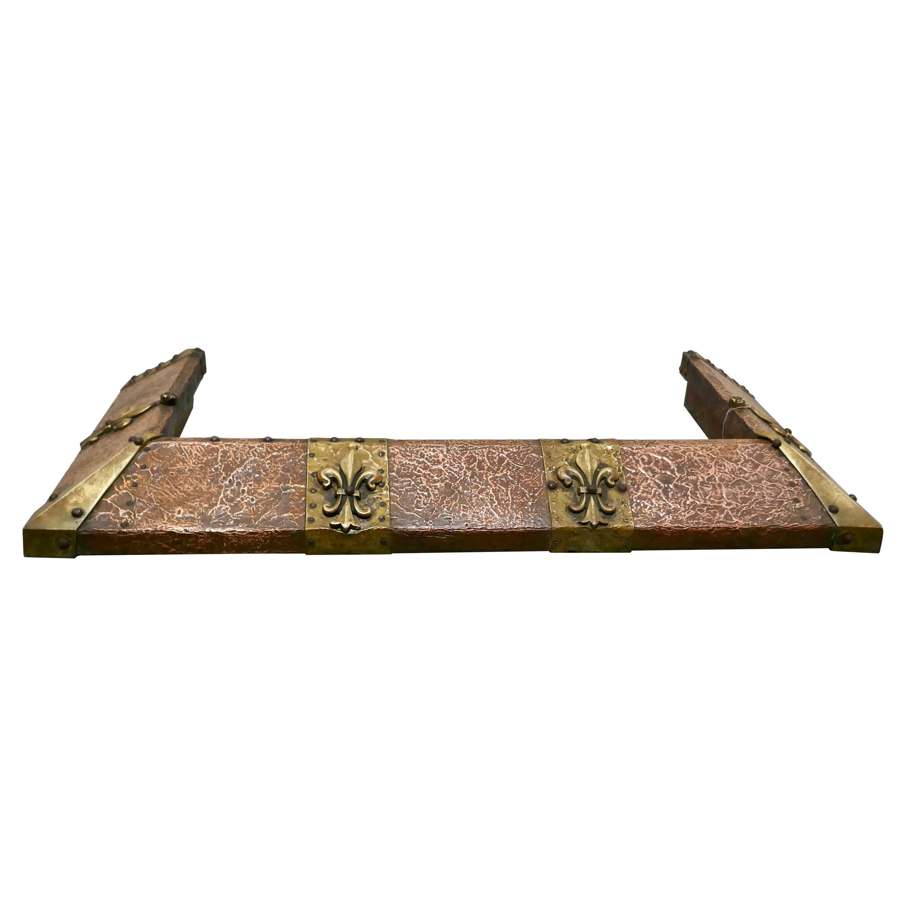 Arts & Crafts Victorian Brass and Copper Fender For Sale