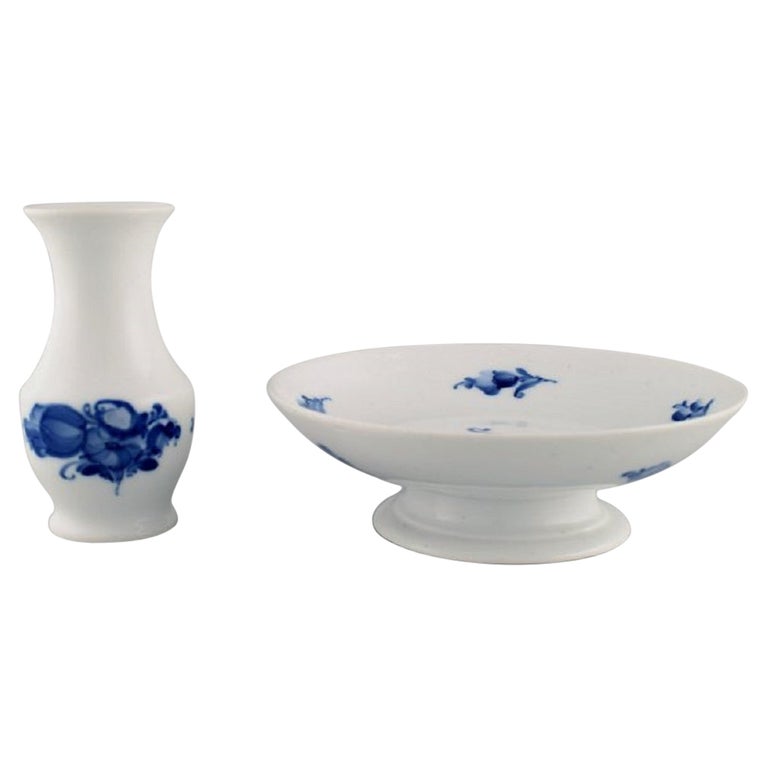 Royal Copenhagen Blue Flower Braided Vase and Compote For Sale at 1stDibs