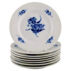 Eight Royal Copenhagen Blue Flower Braided Cake Plates, Model Number 10/8092