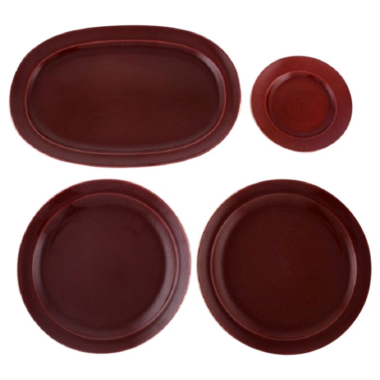Royal Copenhagen / Aluminia Confetti Plate and Three Large Dishes, Mid-20th C. For Sale
