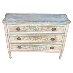 Antique 19th Century Painted Polychrome Venetian 3 Drawer Commode