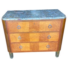French Art Deco Marble Top 3 Drawer Chest