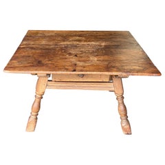 19th Century Swedish Oak Table with Drawer