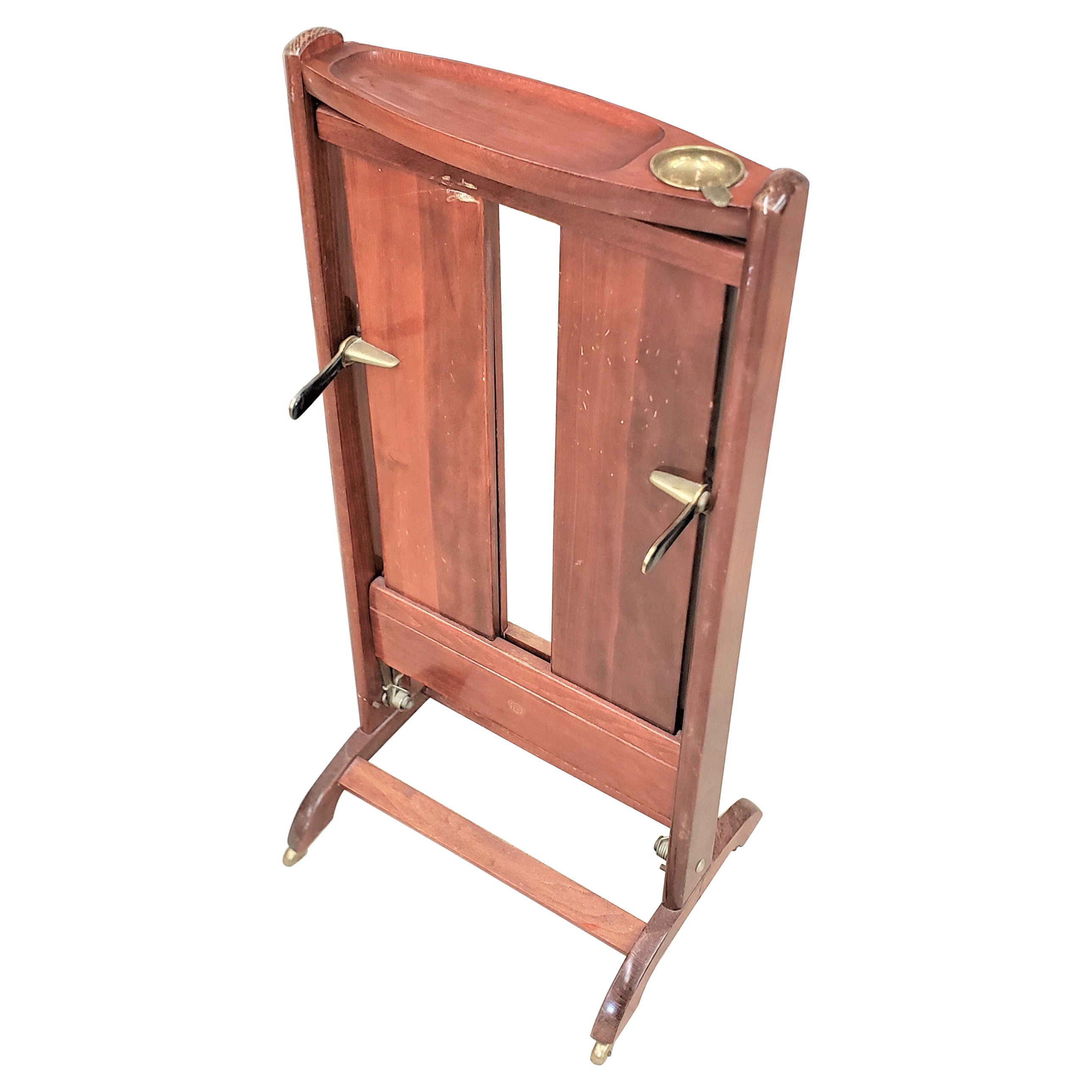 MidCentury Modern French Wood and Brass Men's Valet Stand, Coat Stand