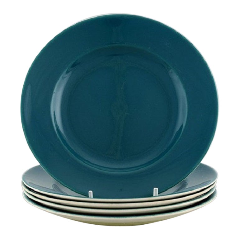Five Royal Copenhagen / Aluminia Confetti Plates in Turquoise Glazed Faience