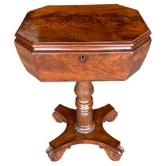 19th Century English Figured Mahogany Teapoy Side Table