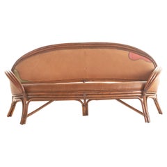 Bamboo Rattan Carved Color Leather Curve Sofa Ramon Castellano Kalma Furniture