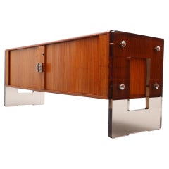 Rosewood Sideboard with Sliding Doors and Lucite Sideparts, Denmark 1960