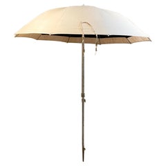 Soft Beige Linen Outdoor Patio Umbrella Canopy With Case Modern Vintage 1970s