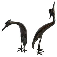 Lovely Pair of Silverplate Egret Bird Sculptures