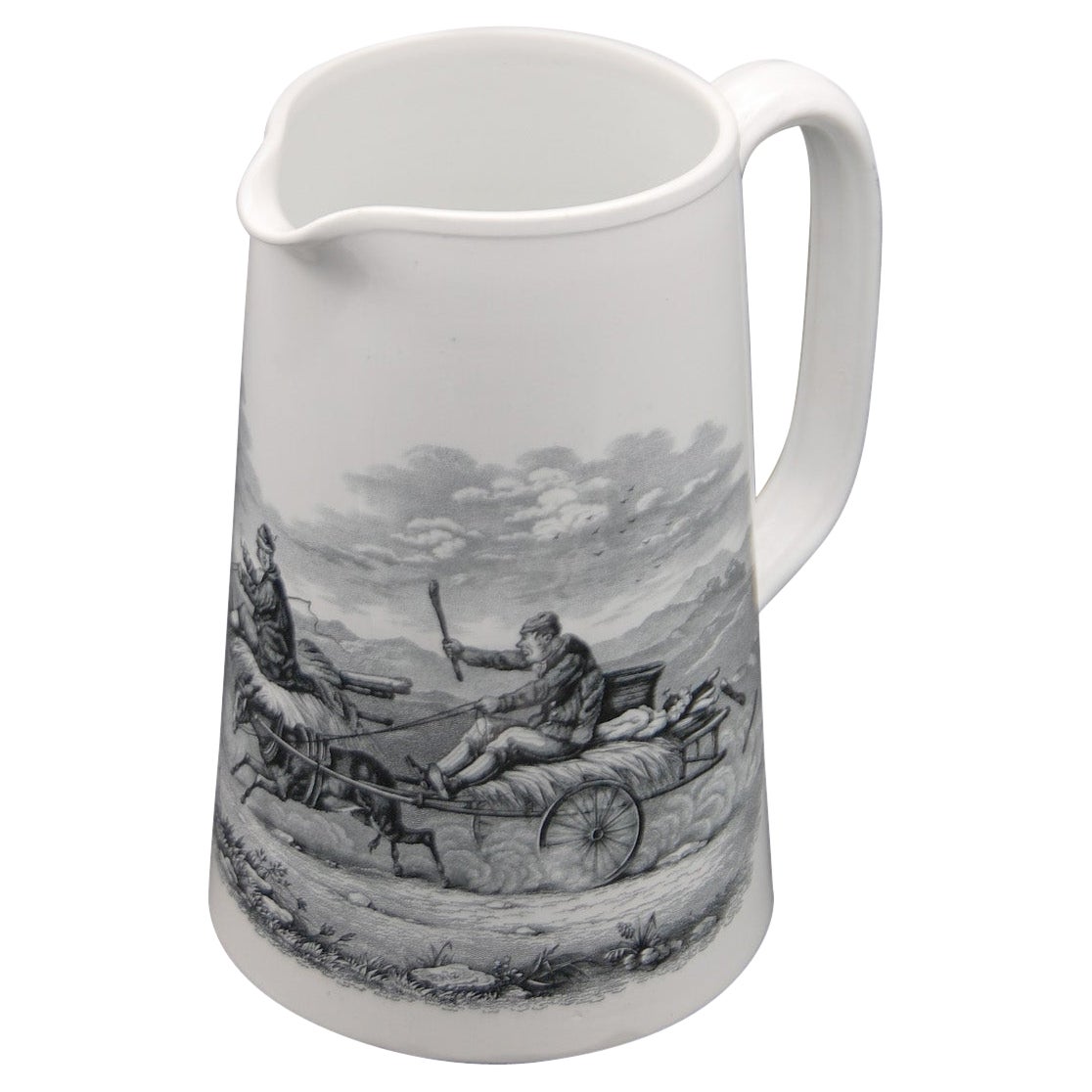 English Rare Copeland Ironstone Large Pitcher "Going to the Derby" 1867 to 1890 For Sale