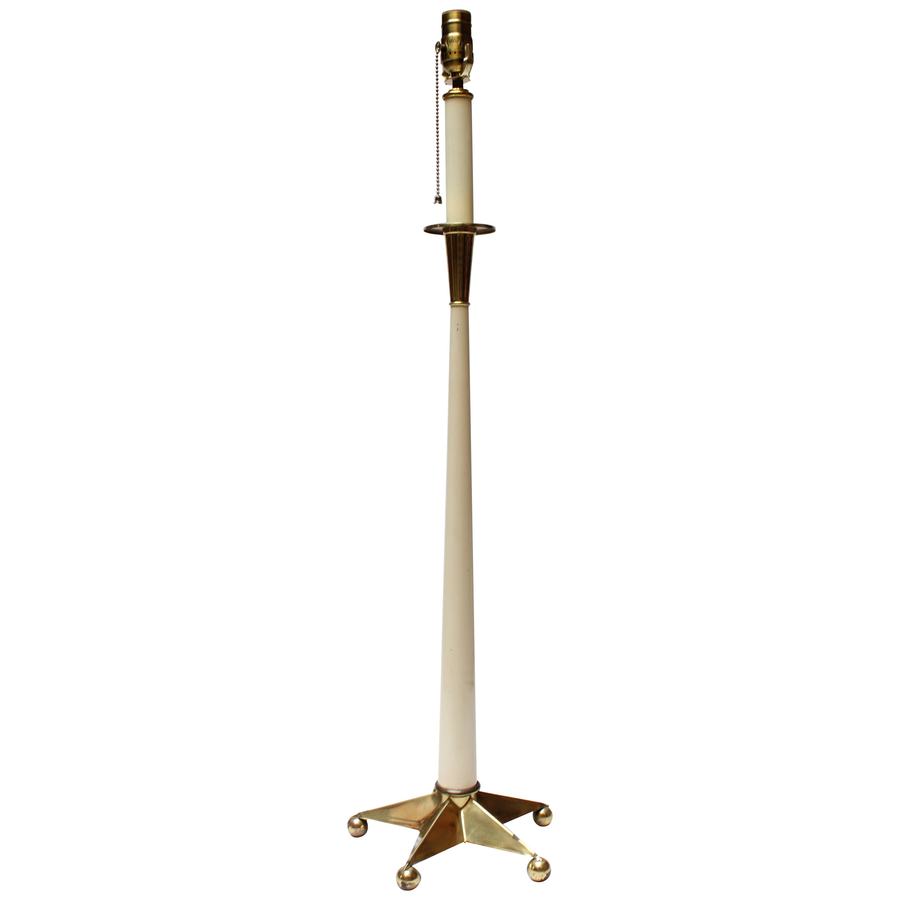 Mid-Century American Modern Tall Brass Table Lamp with Star Base For Sale