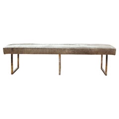 Italian Modern Long Bench with Fur Upholstery