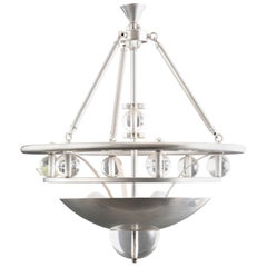 Vintage Machine Age Style Silver-Tone and Lucite Chandelier