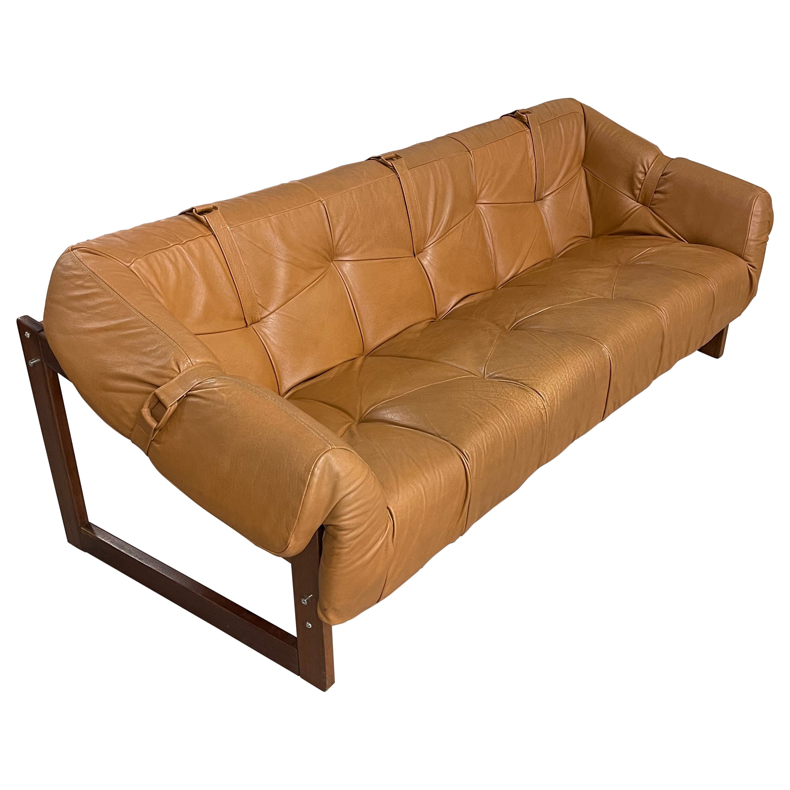 Percival Lafer Brazilian Rosewood Leather Sofa