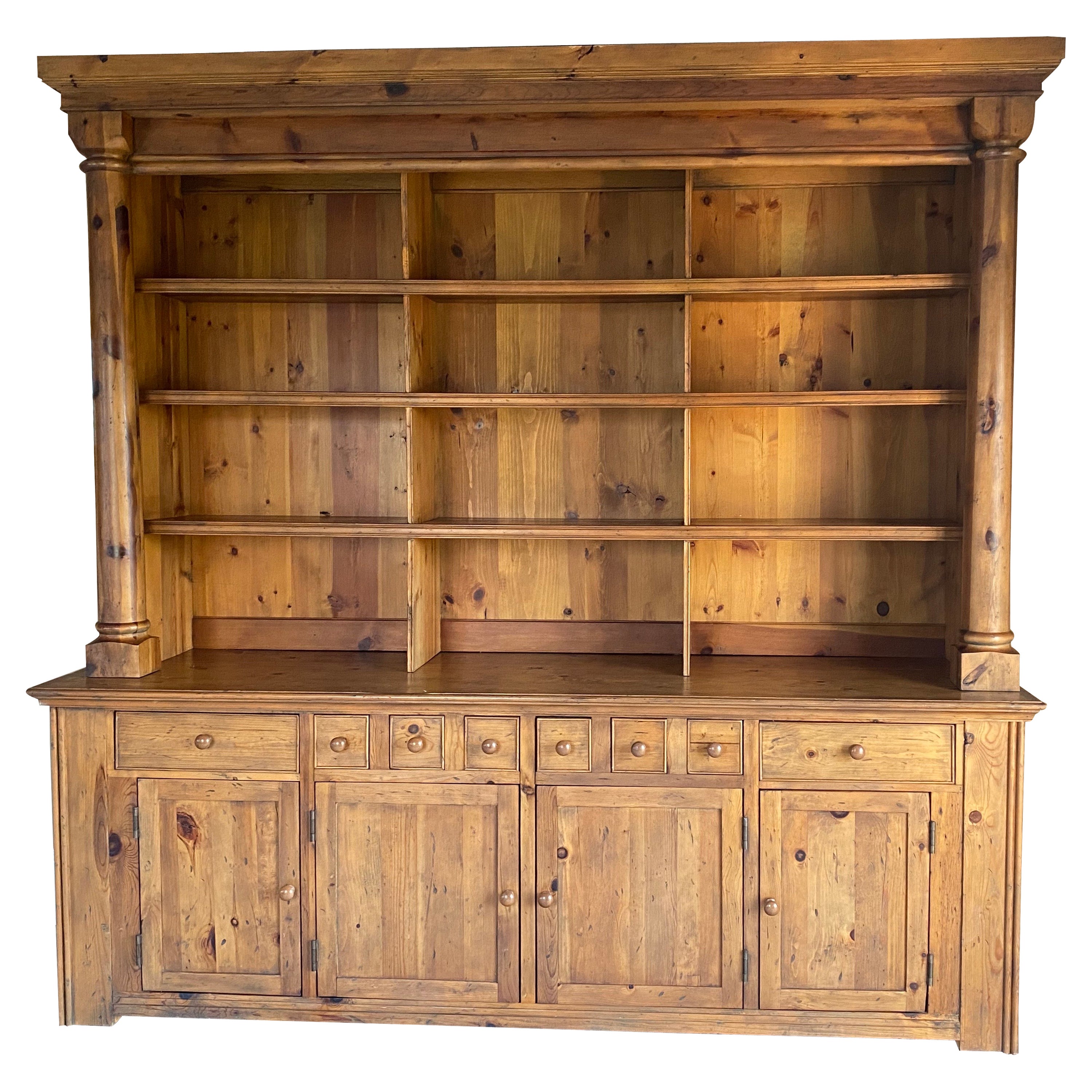 Ralph Lauren Bromley Solid Pine Bookcase Display Hutch with Cabinet