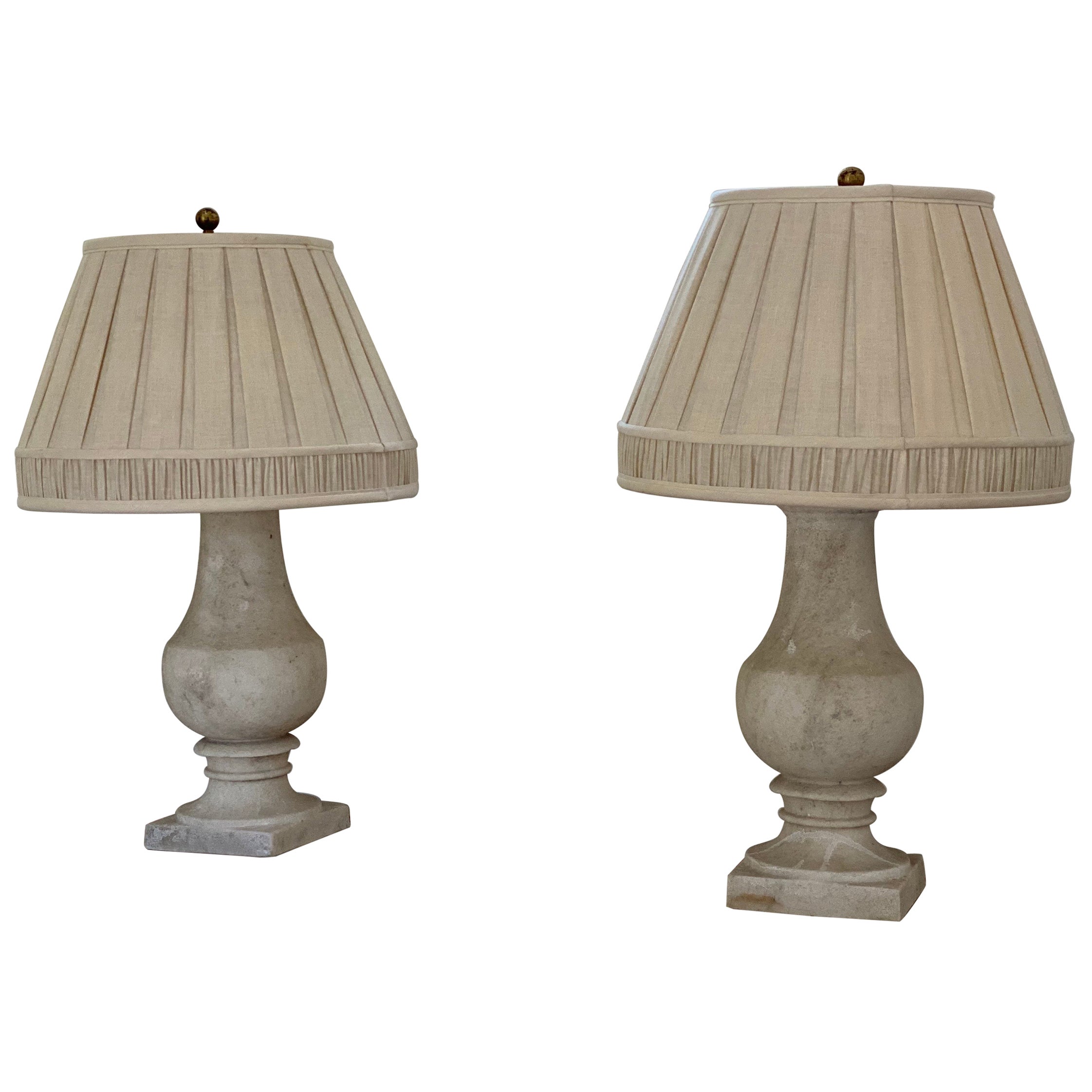 Pair of Stone Lamps, 20th Century For Sale