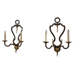 Pair of Iron and Gilt Two Arm Sconces by Claudia Benvenuto