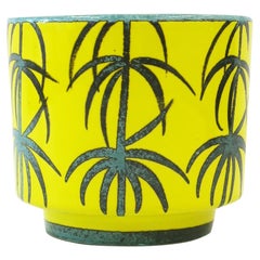 Italian Yellow Ceramic Jardinière Cachepot Plant or Flower Pot Holder