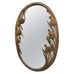 1950s Hand Carved Floral Mirror