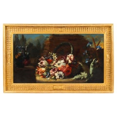 Antique Dutch School Floral Still Life Oil Painting Framed Late 18th C