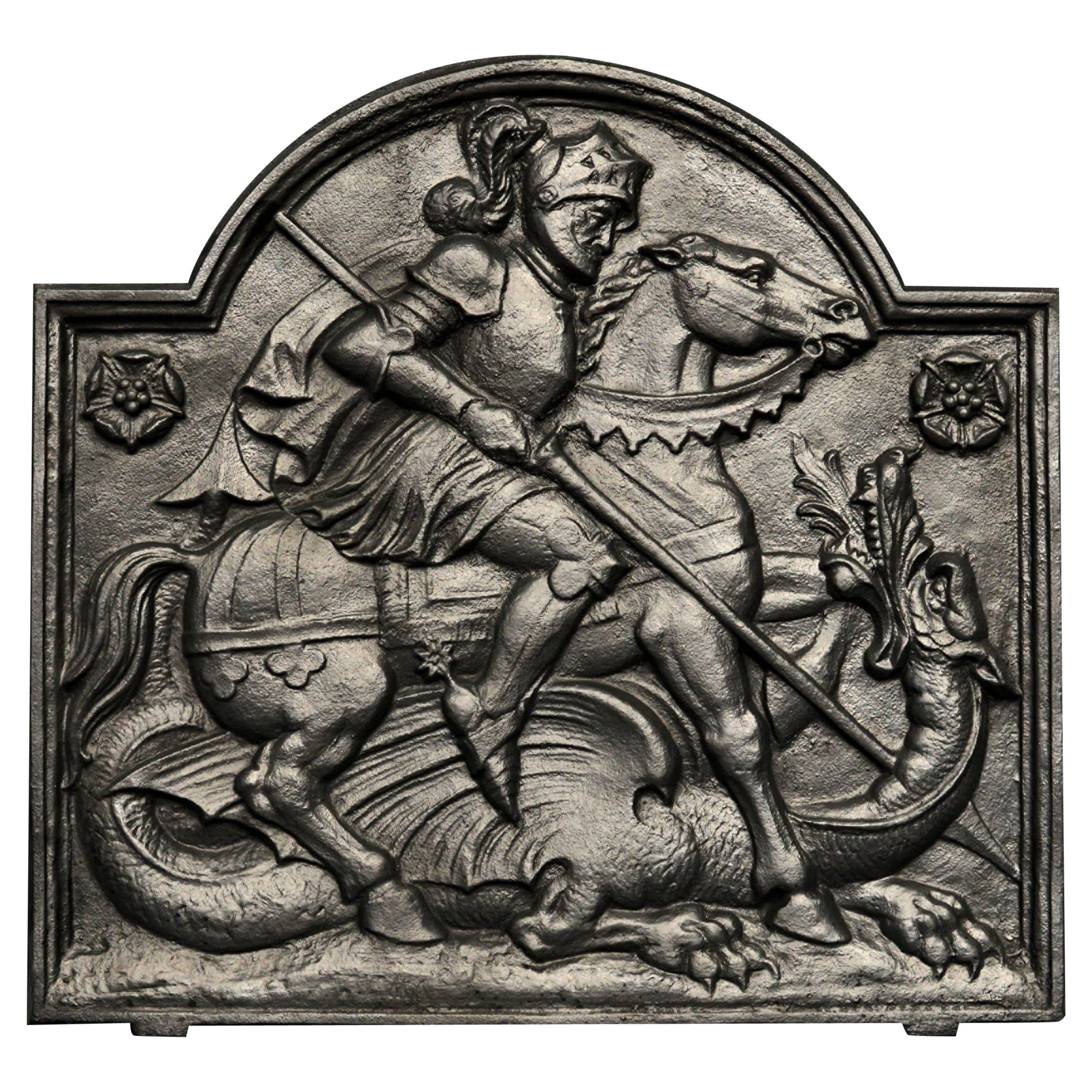 George & The Dragon Cast Iron Fireback For Sale