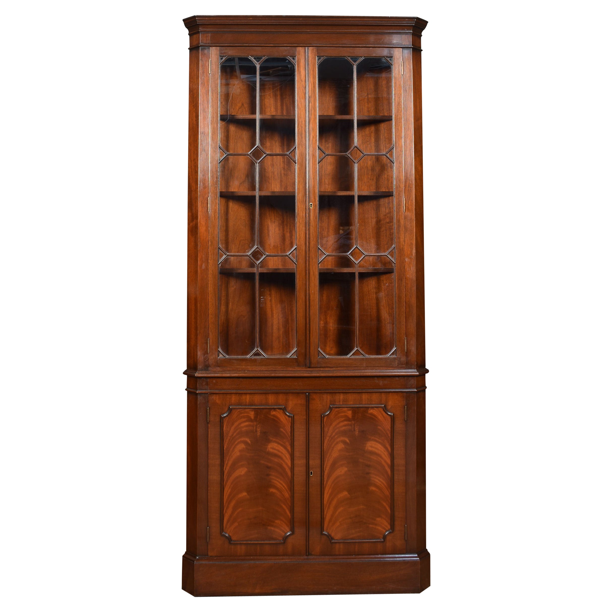 Georgian Style Mahogany Corner Cupboard For Sale