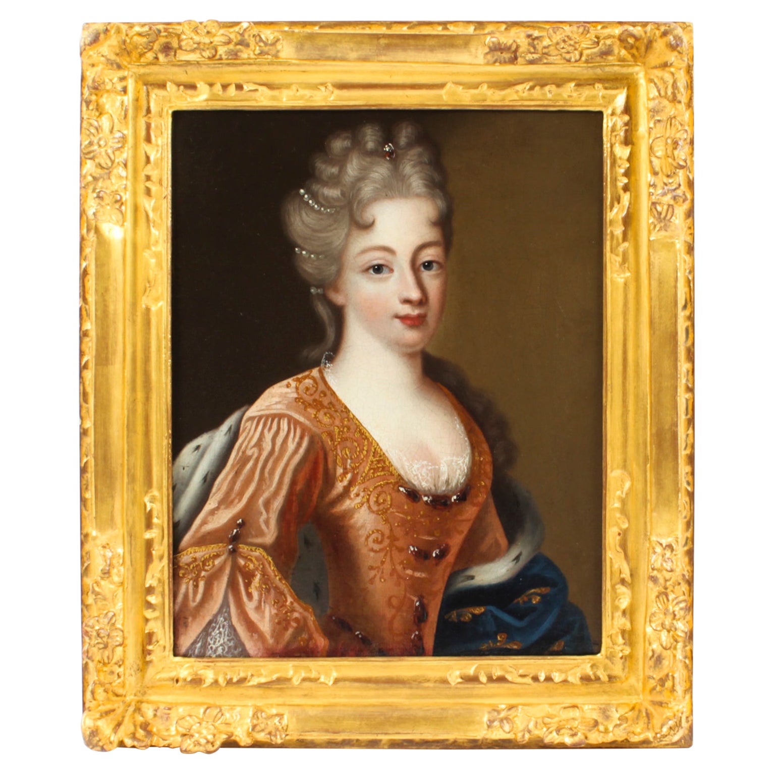 Antique French School Oil on Canvas Portrait of a Lady 18th Century