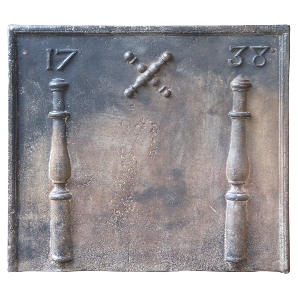 18th Century French 'Pillars with Saint Andrew's Cross' Fireback / Backsplash For Sale