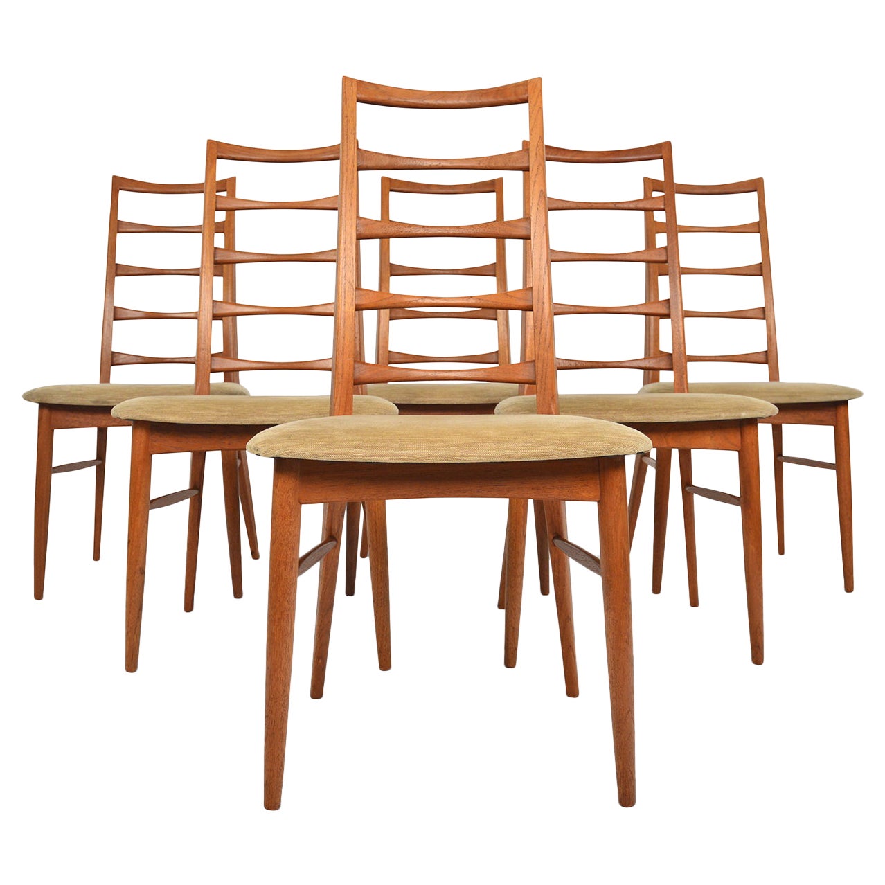 Set of Six Niels Koefoed Ladder Back Dining Chairs in Teak