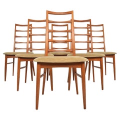 Set of Six Niels Koefoed Ladder Back Dining Chairs in Teak