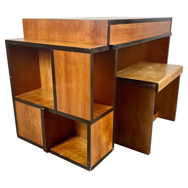 Split Reed Desk Massive Art Deco Split Reed/ Stick Wicker and Walnut Desk For Sale at ...