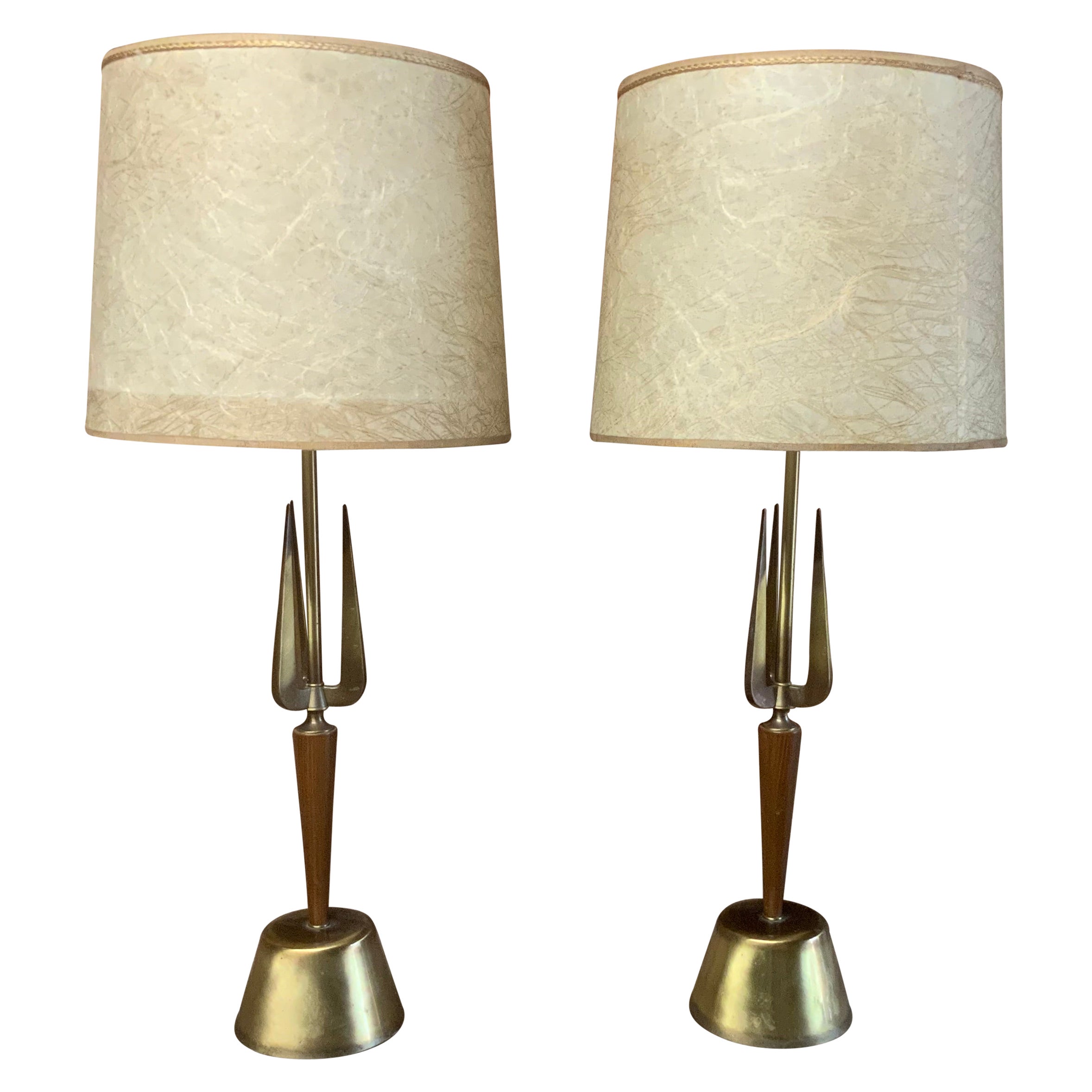 Rembrandt Mid-Century Modern Triton Table Lamps, A Pair