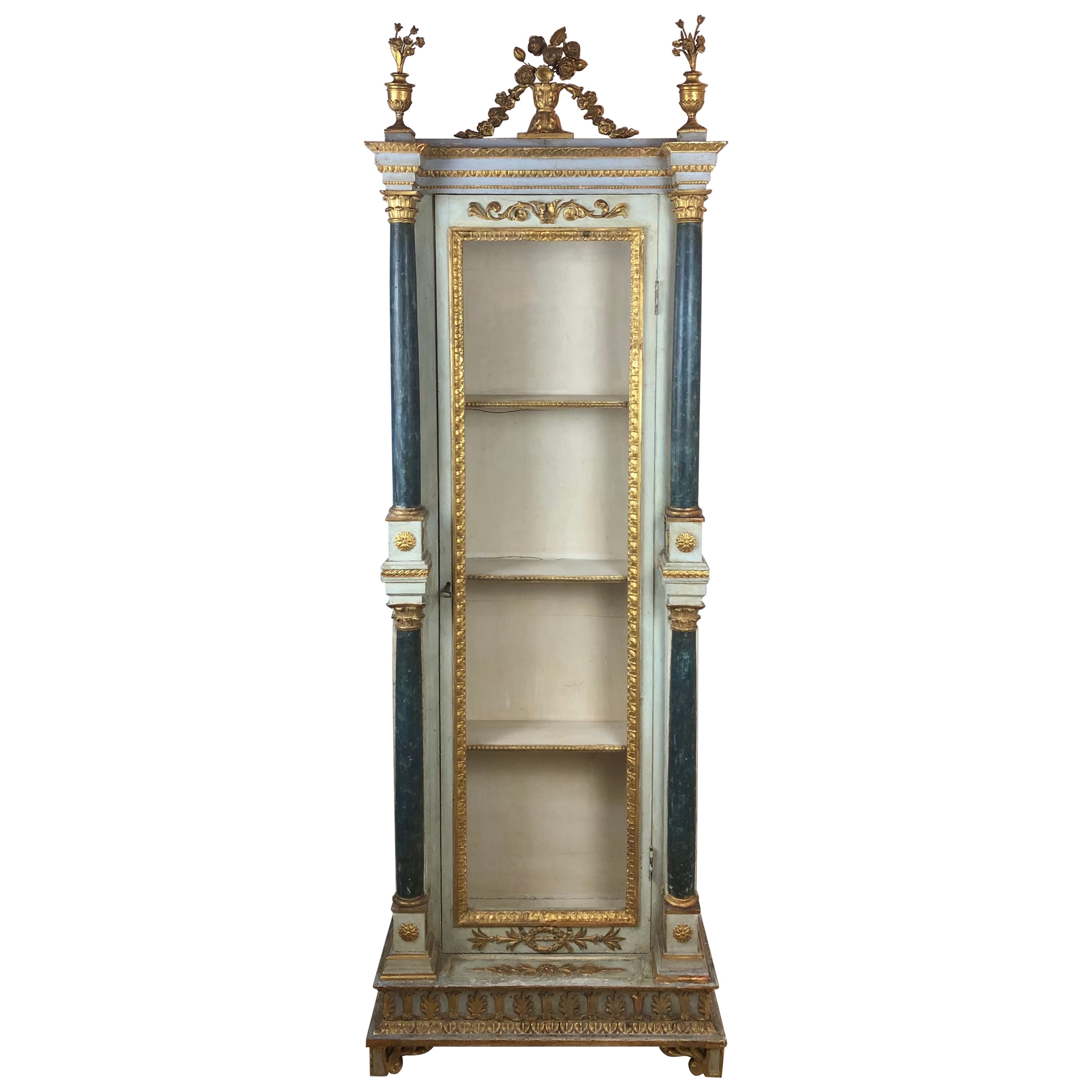 Late 18th-Early 19th Century Carved Painted and Gilt Wood Venetian Cabinet For Sale