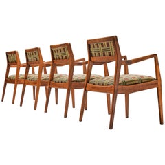 Jens Risom Set of Four 'Playboy' Dining Chairs in Walnut