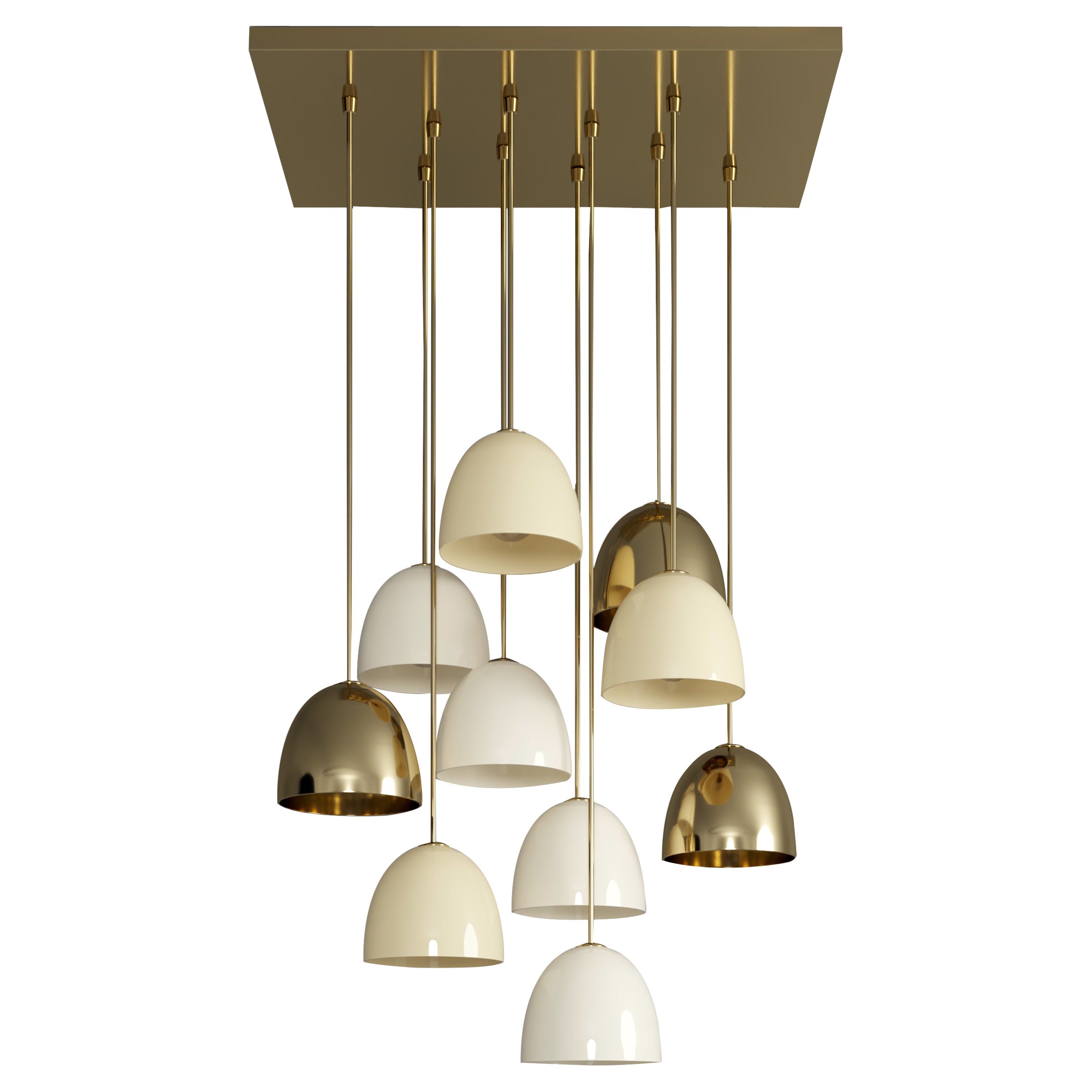 21st Century Bombarda II Suspension Lamp Brass Stainless Steel For Sale