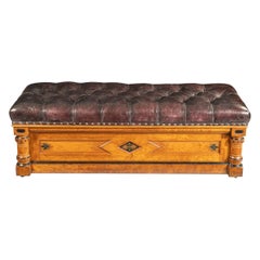 Antique Victorian Walnut Ottoman in the Aesthetic Style