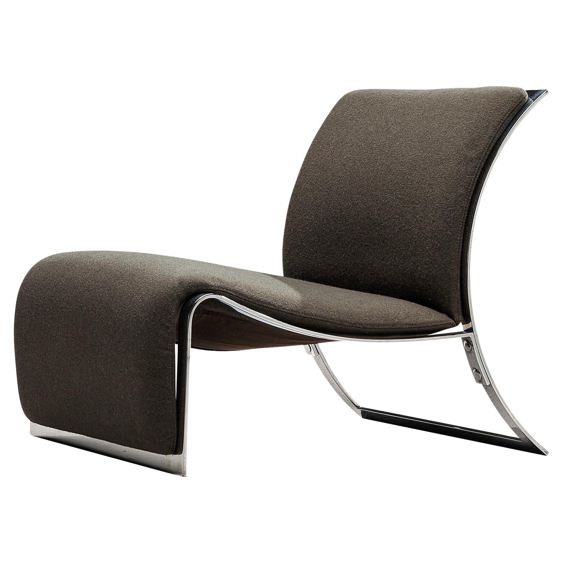 Vittorio Introini for Saporiti Lounge Chair with Frame in Chrome