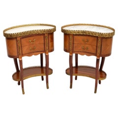 Pair of Retro French Marble Top Kidney Side Tables