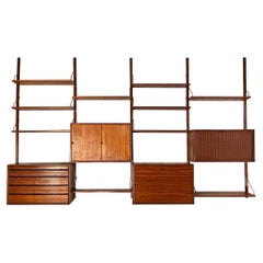 Italian Teak Wall Bookcase with Shelves and Modules by ISA Bergamo, 1960s