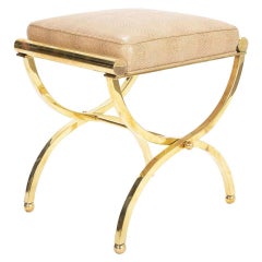 Brass Stool in the Manner of Billy Haines by Jebejian Brothers